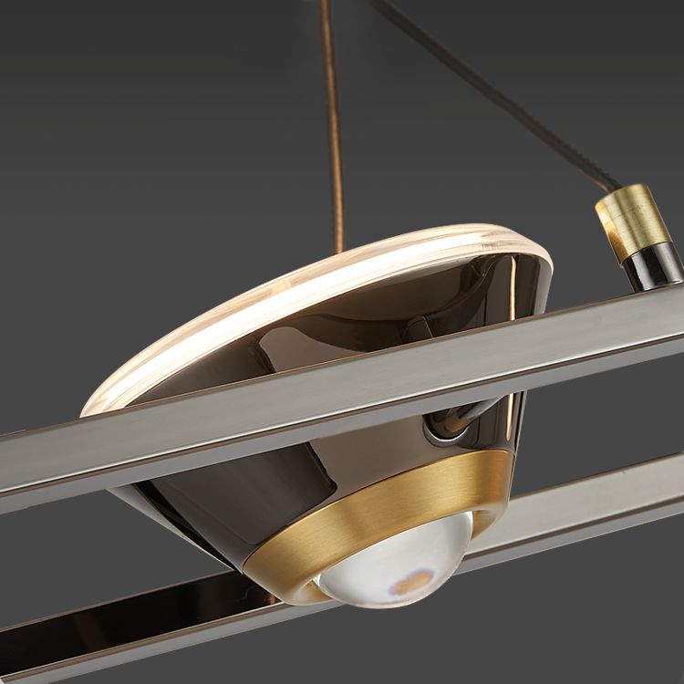 Black and Gold Hanging Light Modern Island Light Fixture with Metal for Dining Room