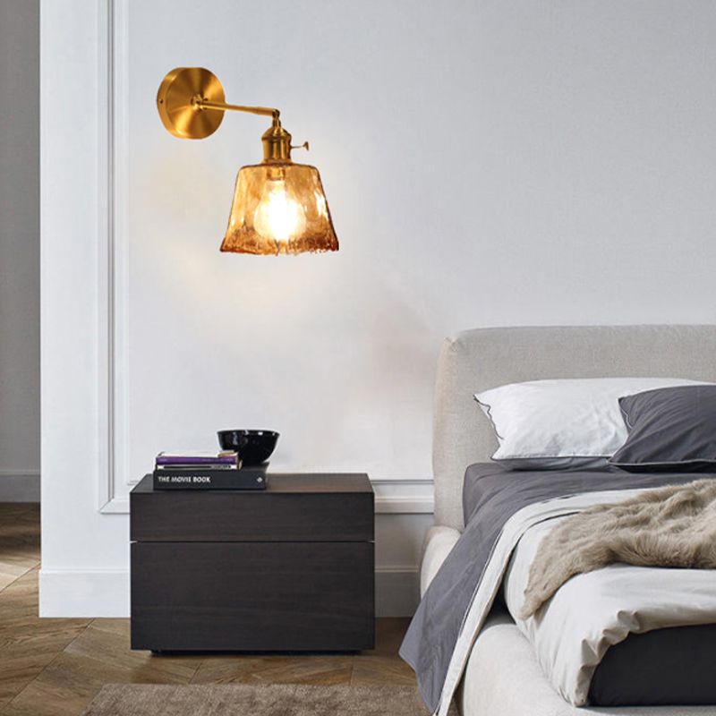 Glass Shaded Lighting Contemporary Golden Wall Light for Room