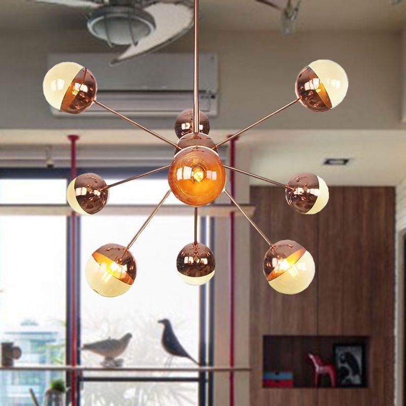 Semi-encastré Globe pour salle à manger, verre blanc/transparent/gris fumée, 9/12/15 lumières, luminaire semi-encastré contemporain en cuivre/chrome/or