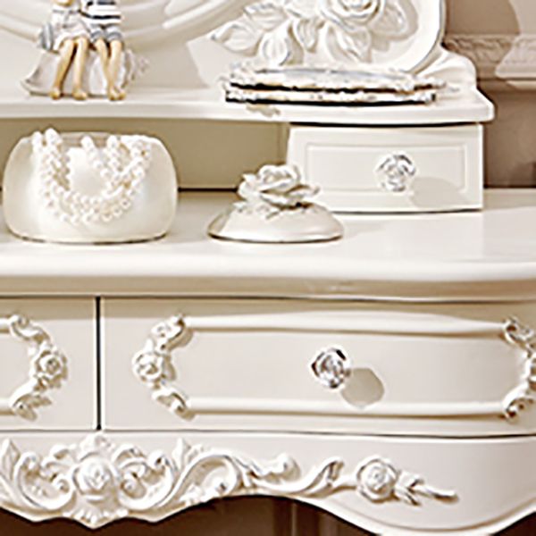 4 Drawers White/Blak/ /Golden MakeupTable Stool Set, 18.89" W x 63.77" H
