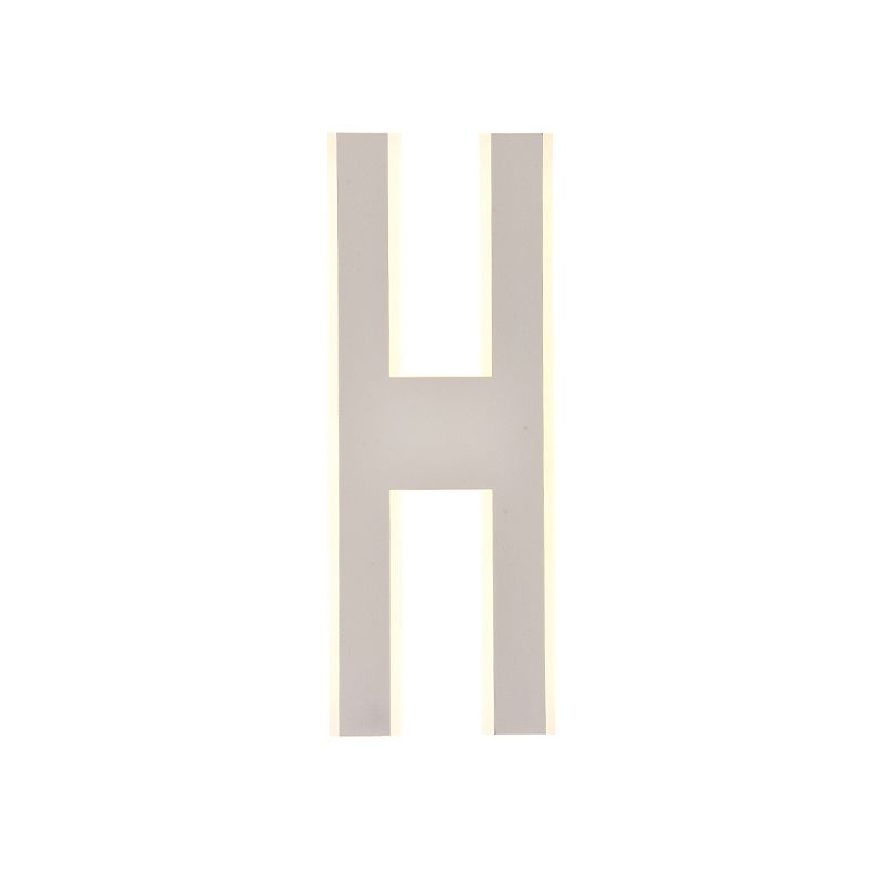 Alphabet Metal Wall Lamp Modern LED White/Black Sconce Light Fixture for Bedside in White/Warm Light