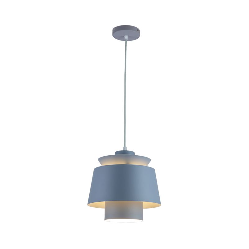 Lámpara de luz colgante de estilo modernista Metálico 1 cabezal Lámpara colgante de sala de estar en negro/gris