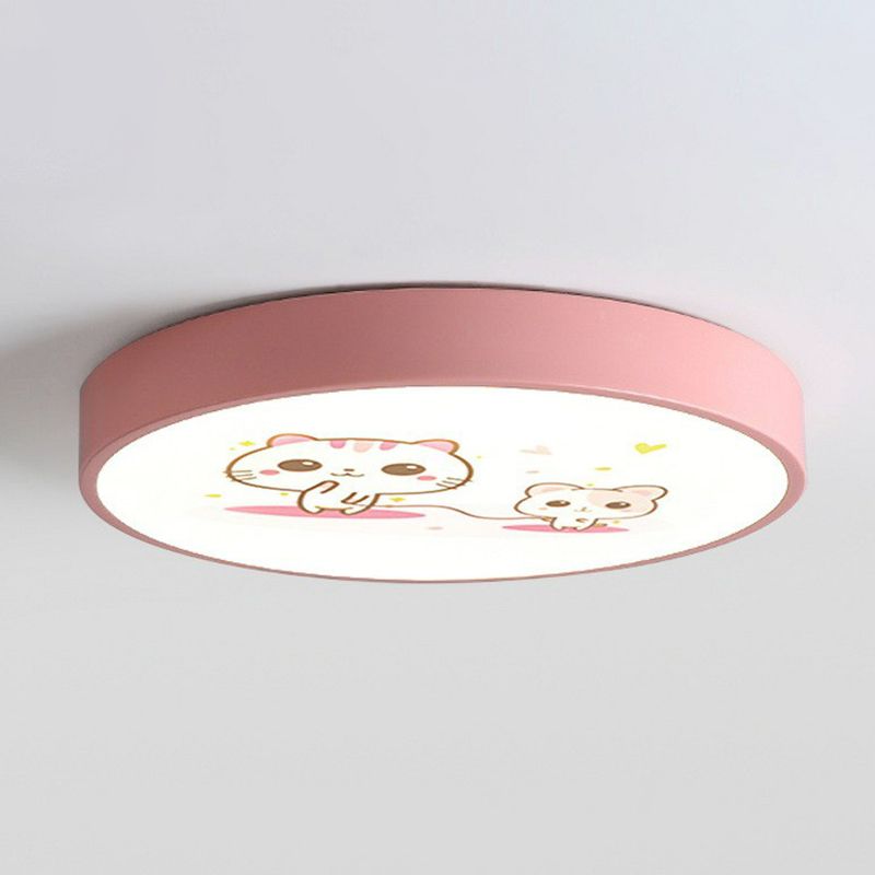 Éclairage encastré circulaire pour chambre à coucher, luminaire LED en acrylique de Style enfants avec dessin animé à motifs