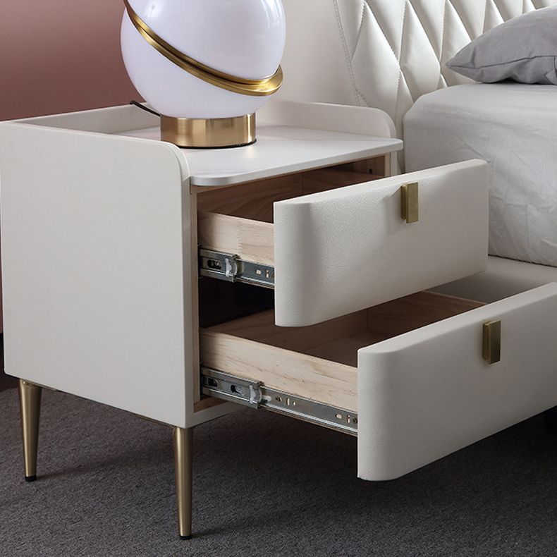 19.69" Tall 2-drawer Bedside Cabinet Legs Included Solid Wood Night Table