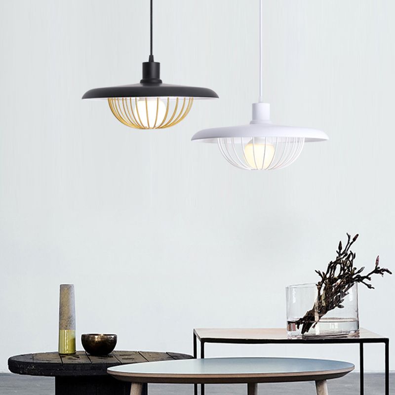 Pot Cover Shape Hanging Lighting Postmodern Style Metal 1 Light Pendant Lamp