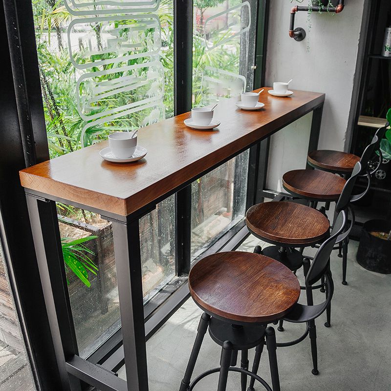 Iron and Wood Rectangular Table Modern Style Milk Tea Shop Cafe Bar Table