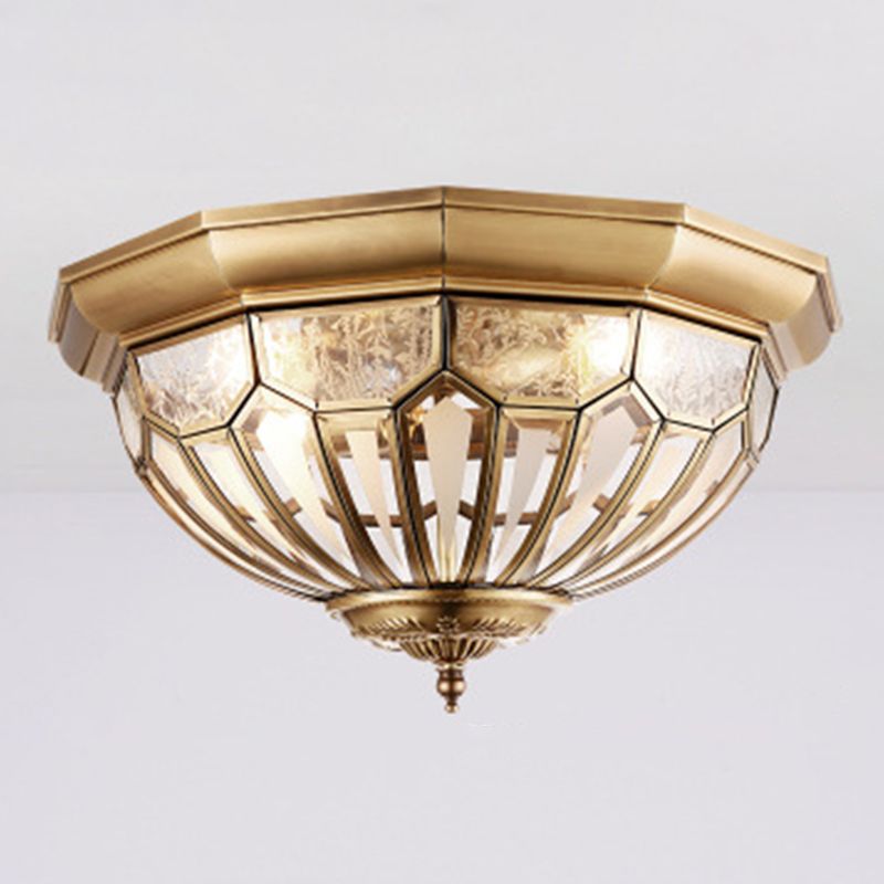 Brass Flush Ceiling Light Fixture Classic Glass Faceted Flush Mount Ceiling Fixture
