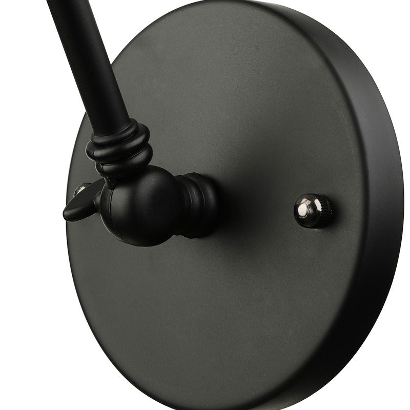 1 Kopfwandlampe mit konischer Schatten und Schwung Arm Metallic Loft Style Innenleuchte in Schwarz/Weiß