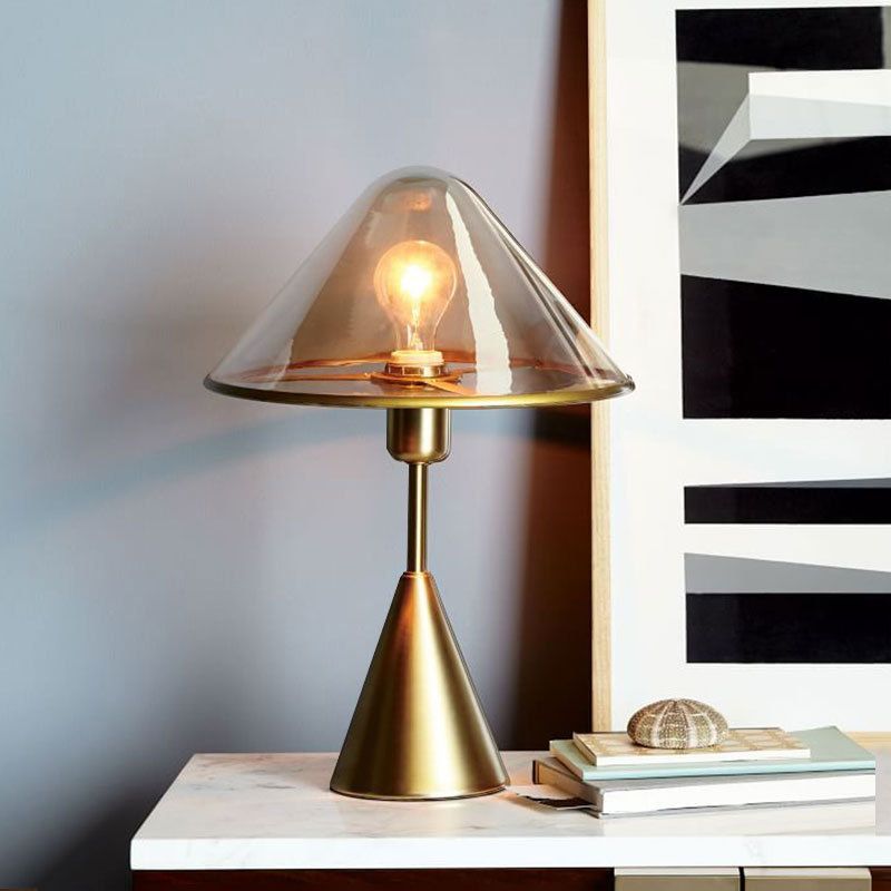 Gold Cone Shape Table Lamp Nordic Style Table Light with Glass for Bedroom