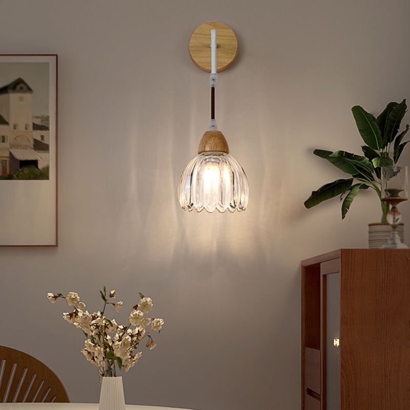 Contemporary Glass Shade Wall Sconce Lighting 1-Light Shade Wall Lamp for Bedroom