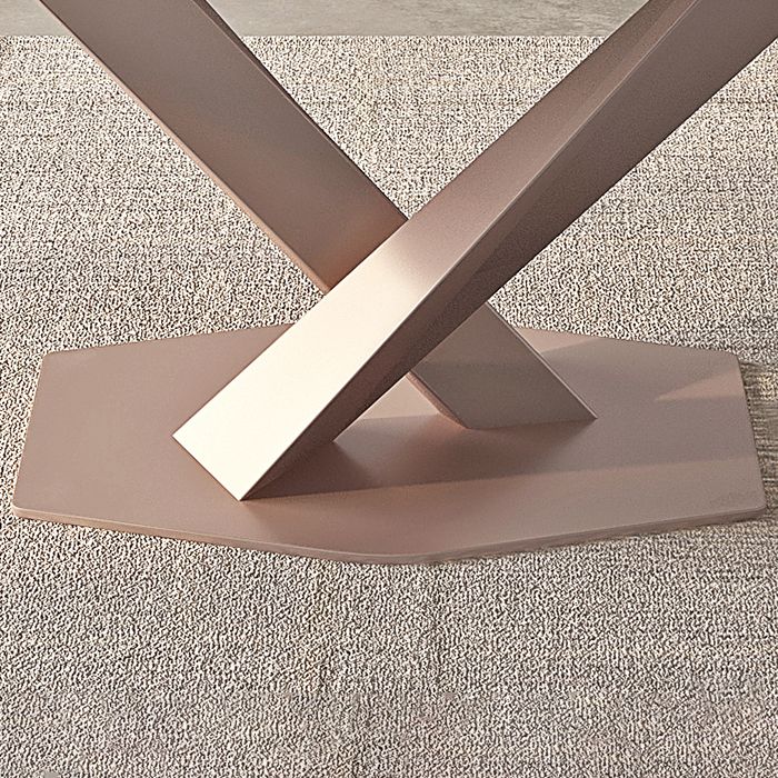 Modern Rectangle Dining Table Sintered Stone Table with Pedestal Base