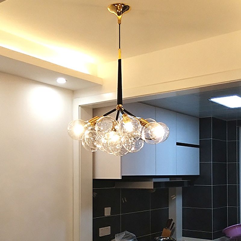 Globe Chandelier Light Fixture Vintage Clear Glass Pendant Lighting for Restaurant