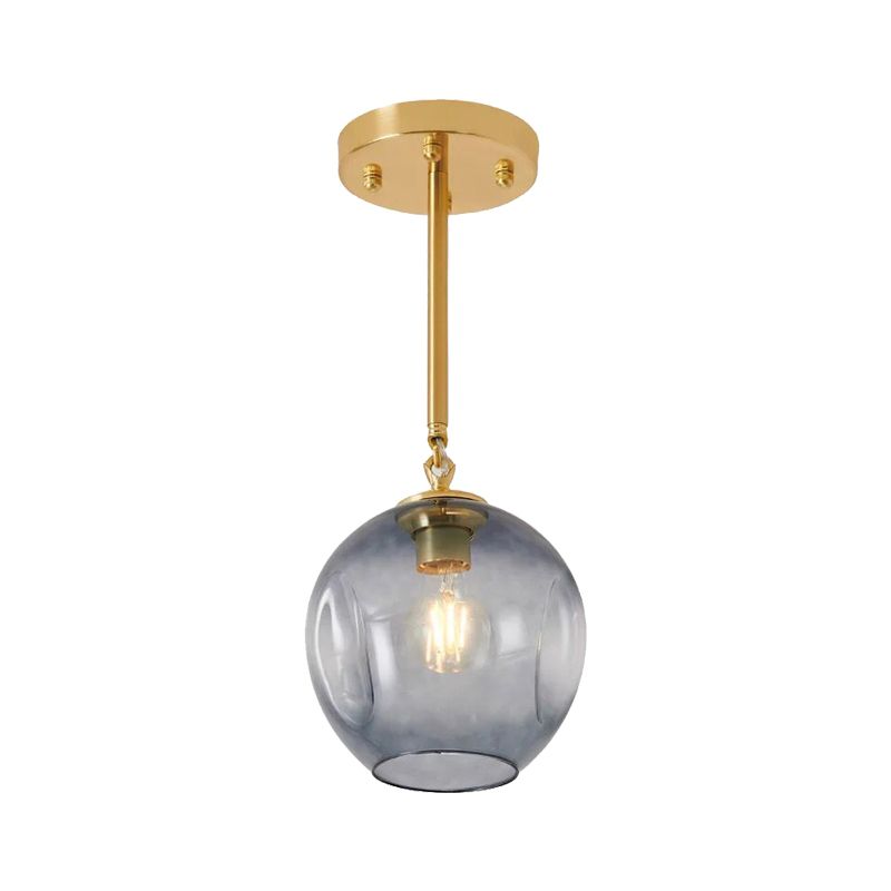 Concave Amber/Smoke Gray Glass Semi Flush Light Fixture Nordic 1 Light Ceiling Flush Mount for Hallway