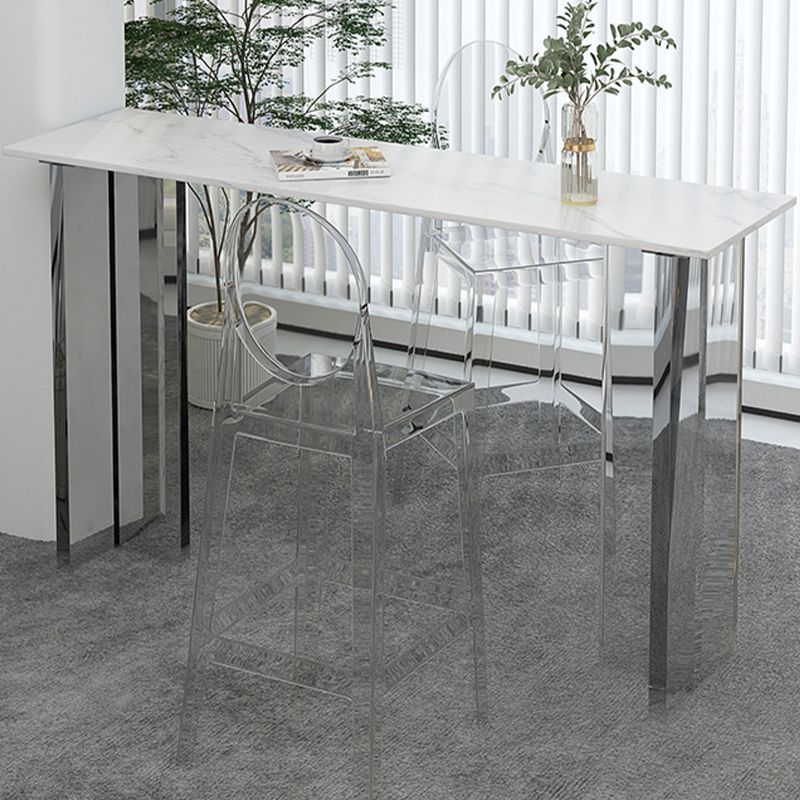 Modern Sintered Stone Top Rectangle Bar Dining Table with Acrylic Base
