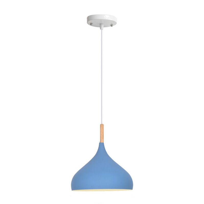 Nordic Style Macaroon Hanging Light Metal Teardrop Shade Single Bulb Pendant Lamp with 39.3" Adjustable Suspension Wire