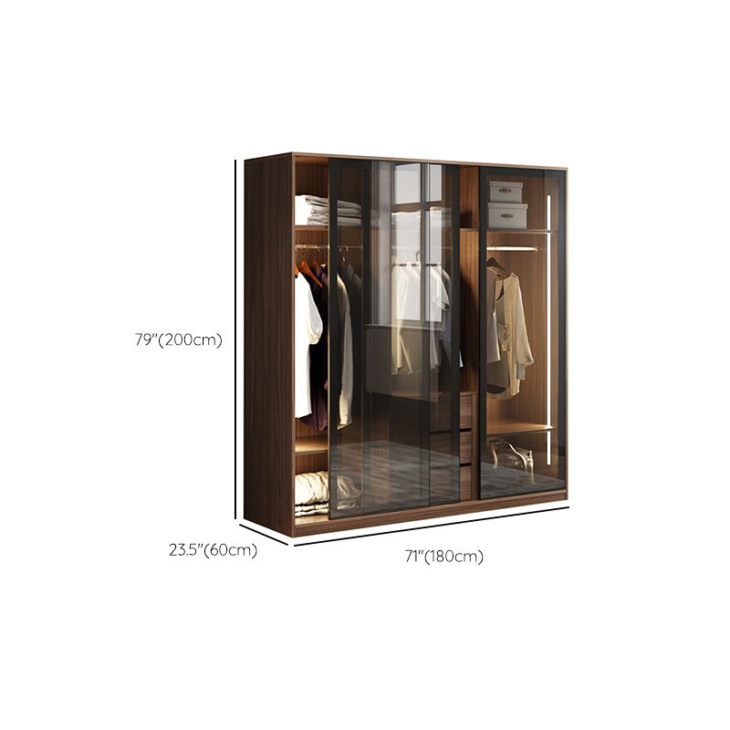 Brown Storage Cabinet with Glass Doors Contemporary Cabinet with Drawers