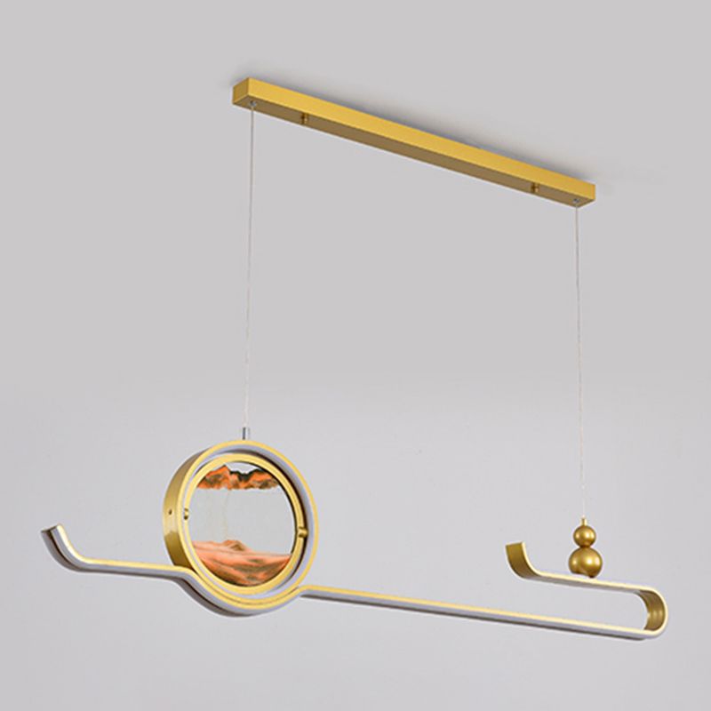 Modern Aluminum Island Light Fixtures Geometry 2-Light Restaurant LED Hanging Lamps