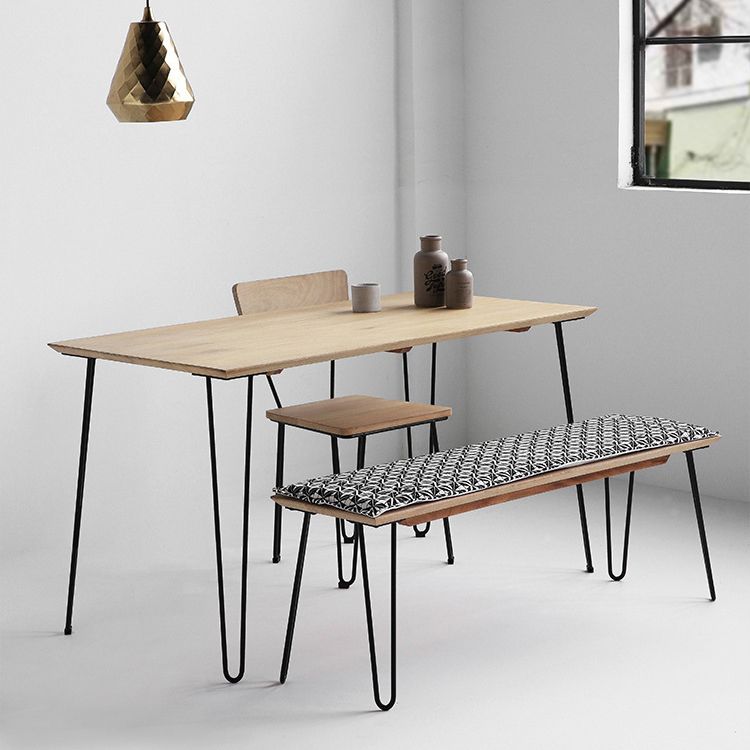 Industrial Rectangle Dining Site Table Pine Solid Wood Dining Room Home Furniture