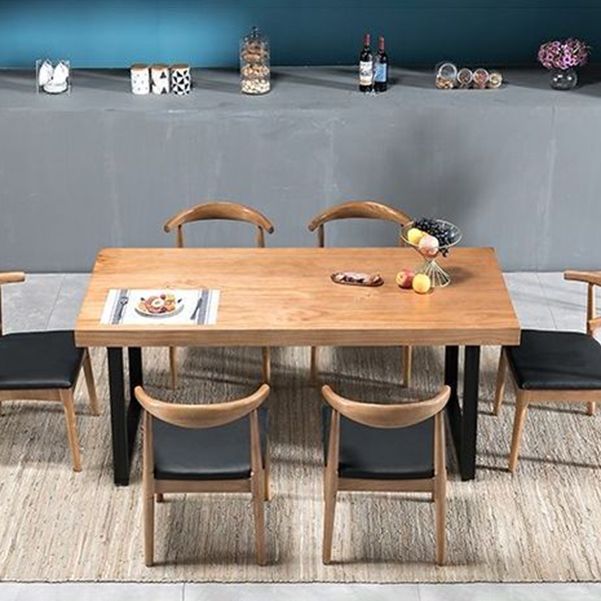 Industrial 1/2/5/7 Pieces Rectangle Dining Set Solid Wood Dining Table with Chairs