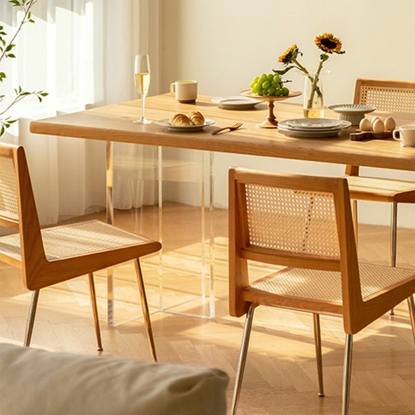 Simple Style Dining Table Rectangle Brown Table for Home Kitchen