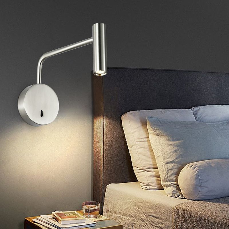 Modern Style Cylinder Shade Wall Lamp Metal 1 Light Sconces for Bedroom