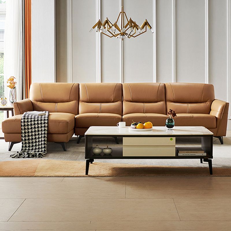 Flared Arm Sectional Sofa Contemporary Faux Leather Sectional Sofa Set
