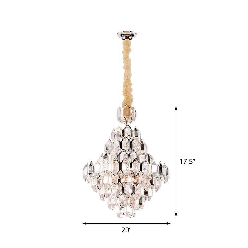 Lámpara colgante de cono moderna con estilo moderno 8/10 Luz de lámpara de cristal transparente K9 en plata