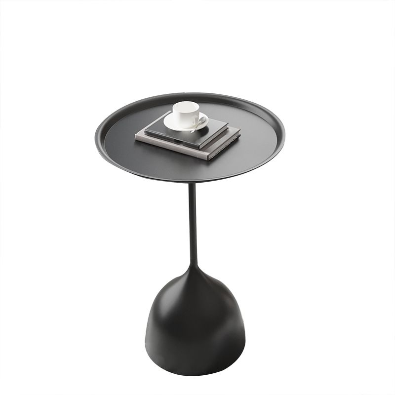 Contemporary Side Table Metal Pedestal Tray Top End Table for Living Room