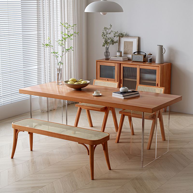 Medieval Modern Solid Wood Table Rectangular Table with Double Pedestal