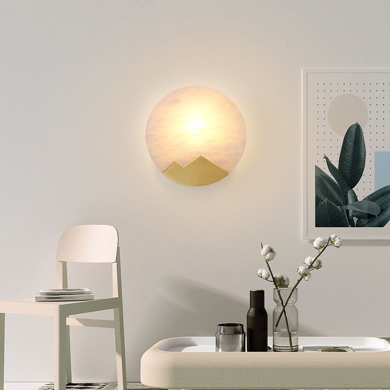 Contemporary Wall Sconce Circle Stone Sconce Lighting for Bedroom