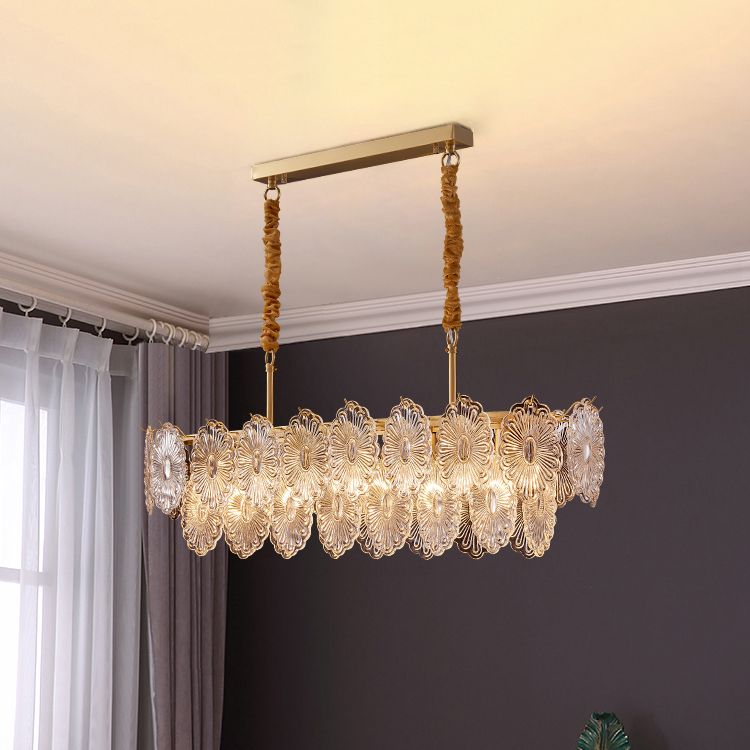 Ideas de iluminación de isla rectangular de estilo contemporáneo luces de isla de vidrio