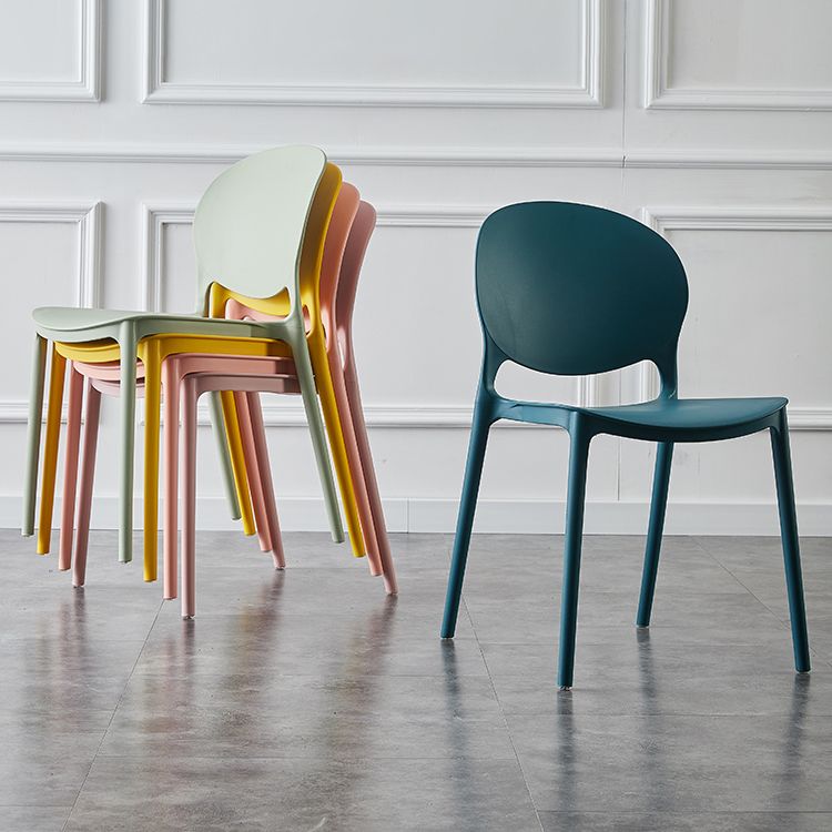 Plastic Contemporary Dining Room Chairs Matte Finish Open Back Dining Side Chairs