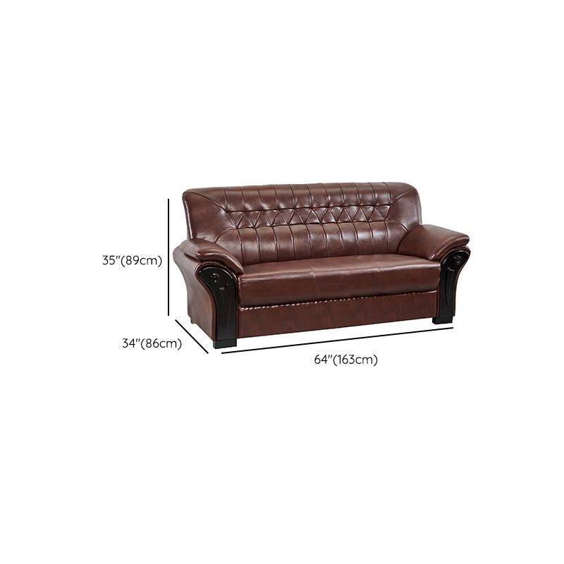 Industrial Biscuit Back Seating Flared Arm Sofa in Dark Brown