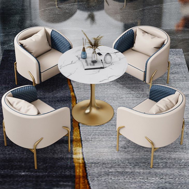 Round Sintered Stone White Dining Table Luxury Tulip Base Table for Dining Room