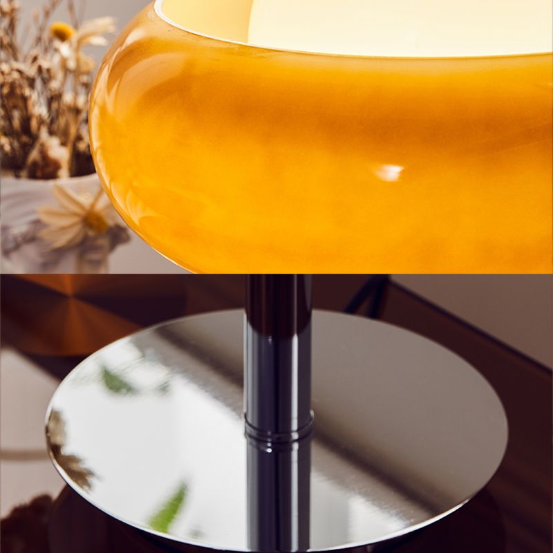 1 lampada da tavolo sfera leggera lampada da comodino in vetro contemporaneo in giallo