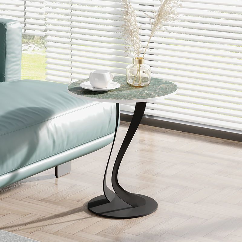 Contemporary Round Slate Side Table 20.5" Tall Abstract End Table