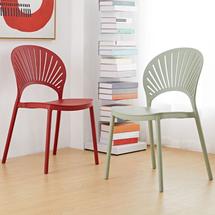 Contemporary Style Plastic Dining Armless Chair Open Back Dining Side Chair