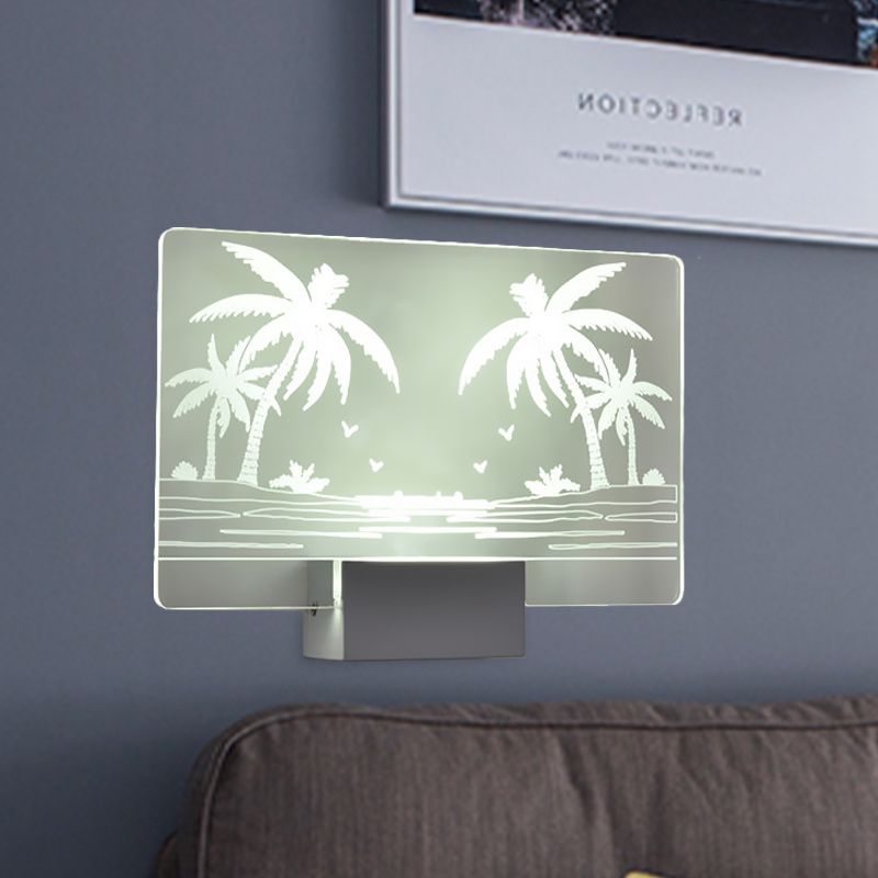 Artistry Led Wall Lighting Clear Coconut Tree/Elk Wall Mount Mural Lámpara con sombra de aluminio para dormitorio