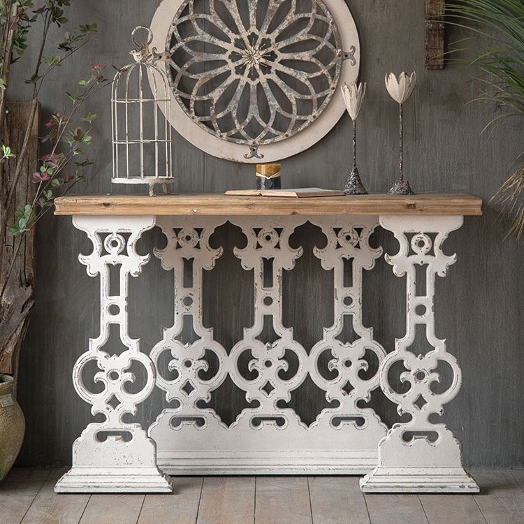 Wood Rectangle Console Table Distressed Accent Table for Hall