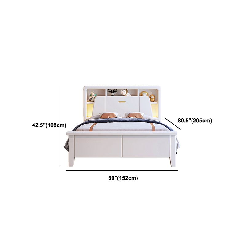 Modern Wood Standard Bed Bookcase Included Bed Frame with Headboard
