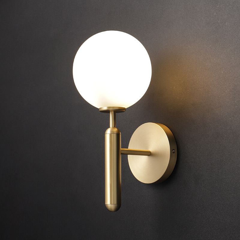 Modern Minimalist Style Global Wall Lighting Fixtures Metal 1 Light Wall Lights with Glass Shade