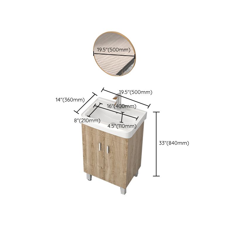 Mirror Vanity Wood Freestanding Rectangle 2 Doors Bathroom Vanity with Single Sink