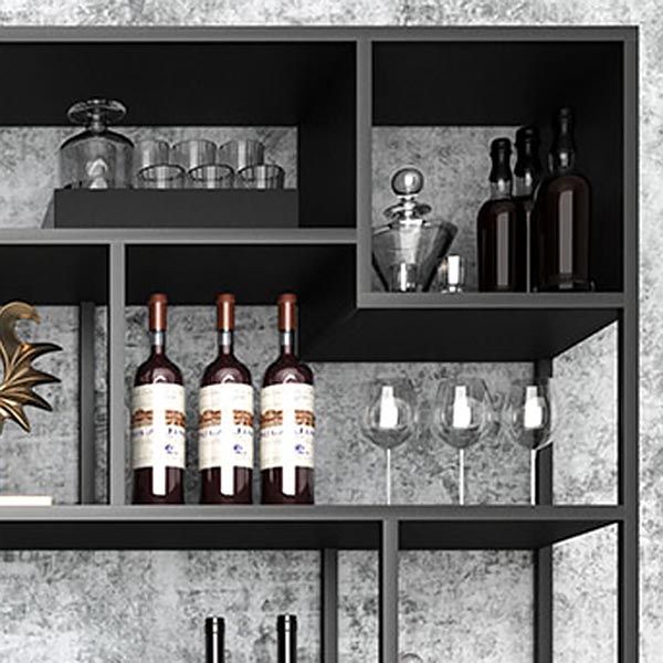 Metal Floor Wine Bottle Rack Industrial Wine Bottle Holder with Shelf