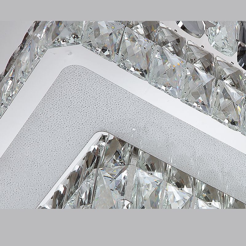 Plafonnier LED en cristal à deux niveaux, montage encastré en acier inoxydable, Style de luxe moderne, pour salon