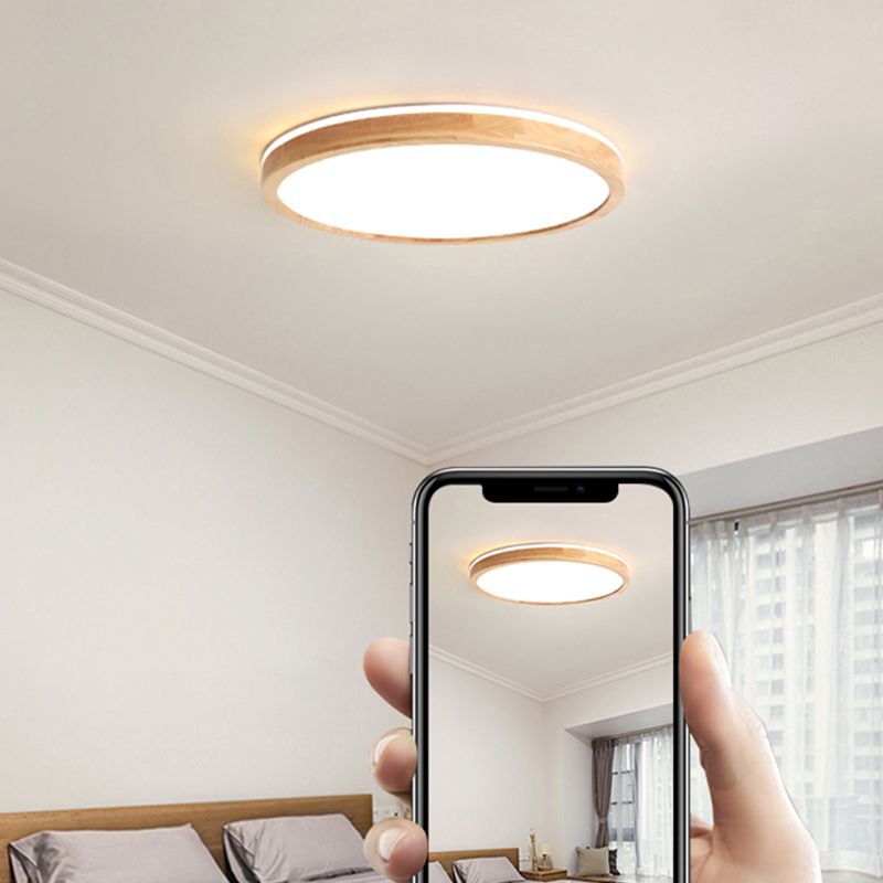 Plafonnier LED de forme ronde, montage encastré en bois de Style Simple et moderne pour le salon