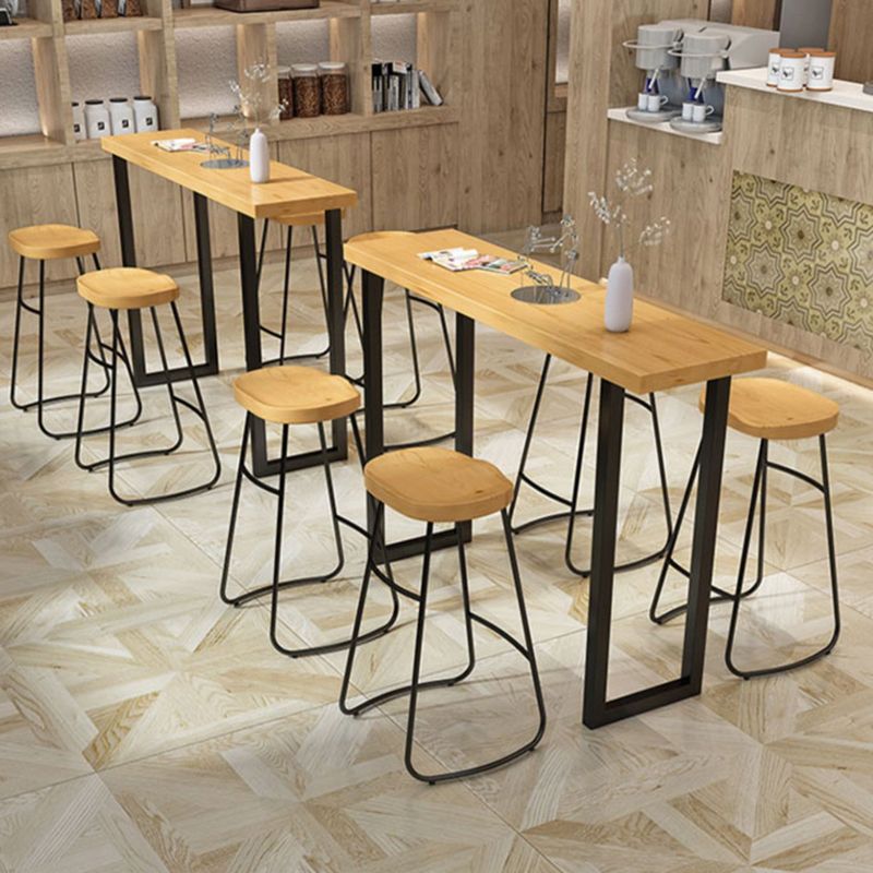 Modern 1/2/4/7 Pcs Bar Table Set Wood Rectangular Bar Set in Natural