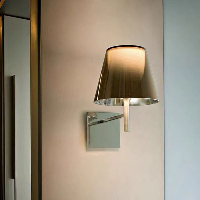 Acrylic Shade Wall Armed Sconce Minimalist 1 - Light Wall Light Fixture in Chrome Finish