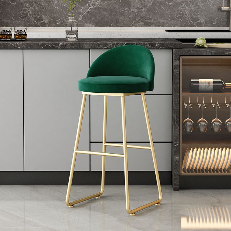 Glam Dessert Shop Footrest Stool Matte Finish Velvet Bar Stool
