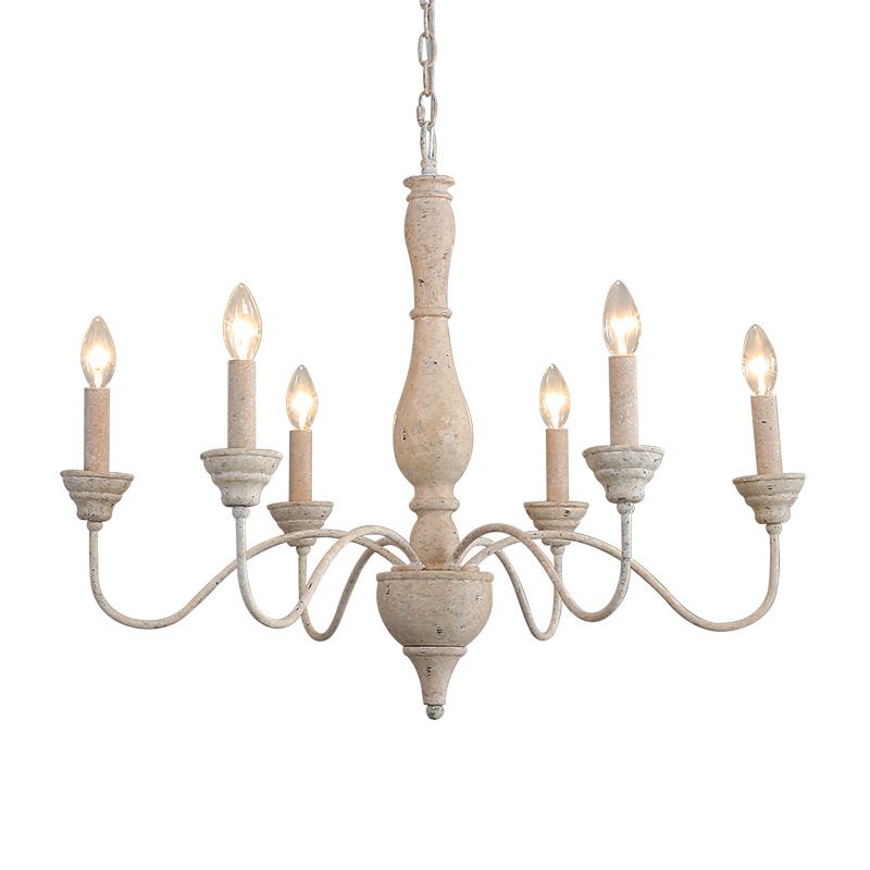 6-Lights American Vintage Candlestick Chandelier with Older Rust Gooseneck Arm 28.5" Wide Rustic Style Hanging Light for Dining Room