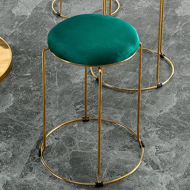 Glam Ottoman Velvet Tear Resistant Metal Legs Solid Color Round Ottoman